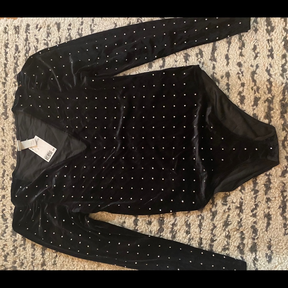 H&M Velvet studded bodysuit NWT